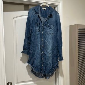 Anthro cloth and stone size xl mini/midi dark chambray jean dress